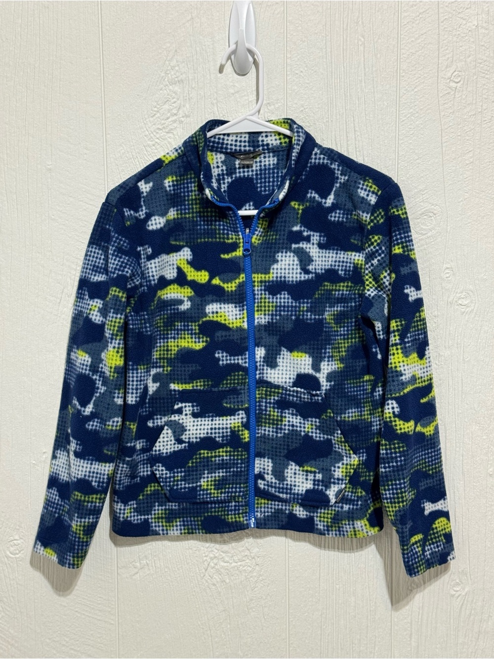 Eddie Bauer Blue Multi Camo Print Full-Zip Fleece Youth Jacket M (10/12)